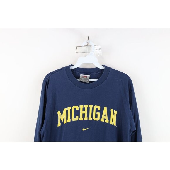 Vtg Nike Mens S Travis Scott Center Swoosh University of Michigan T-Shirt Blue - Picture 2 of 16